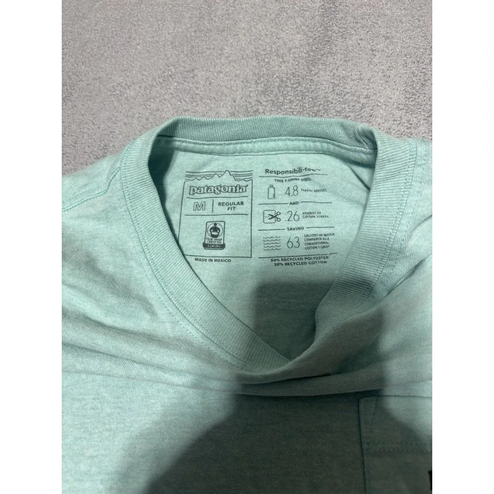 Patagonia Men Size M Reg Fit Green P-6 Logo Pocket Responsibili-Tee 39178